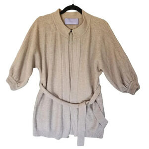 Lavender Label By Vera Wang Merino Wool Open Front Cardigan Sweater Cream Large